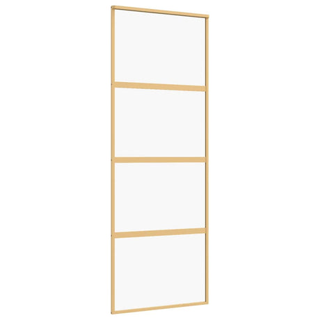 Vidaxx Schiebetür 76x205 cm klares ESG-Glas und goldfarbenes Aluminium