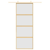 Vidaxx Schiebetür 76x205 cm ESG-Glas matt und Aluminium goldfarben