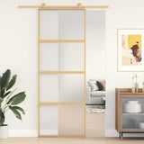 Vidaxx Schiebetür 76x205 cm ESG-Glas matt und Aluminium goldfarben