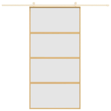 Vidaxx Schiebetür 102,5x205 cm ESG-Glas matt und Aluminium goldfarben