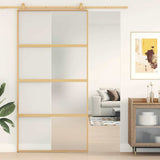 Vidaxx Schiebetür 102,5x205 cm ESG-Glas matt und Aluminium goldfarben