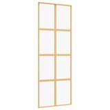 Vidaxx Schiebetür 76x205 cm klares ESG-Glas und goldfarbenes Aluminium