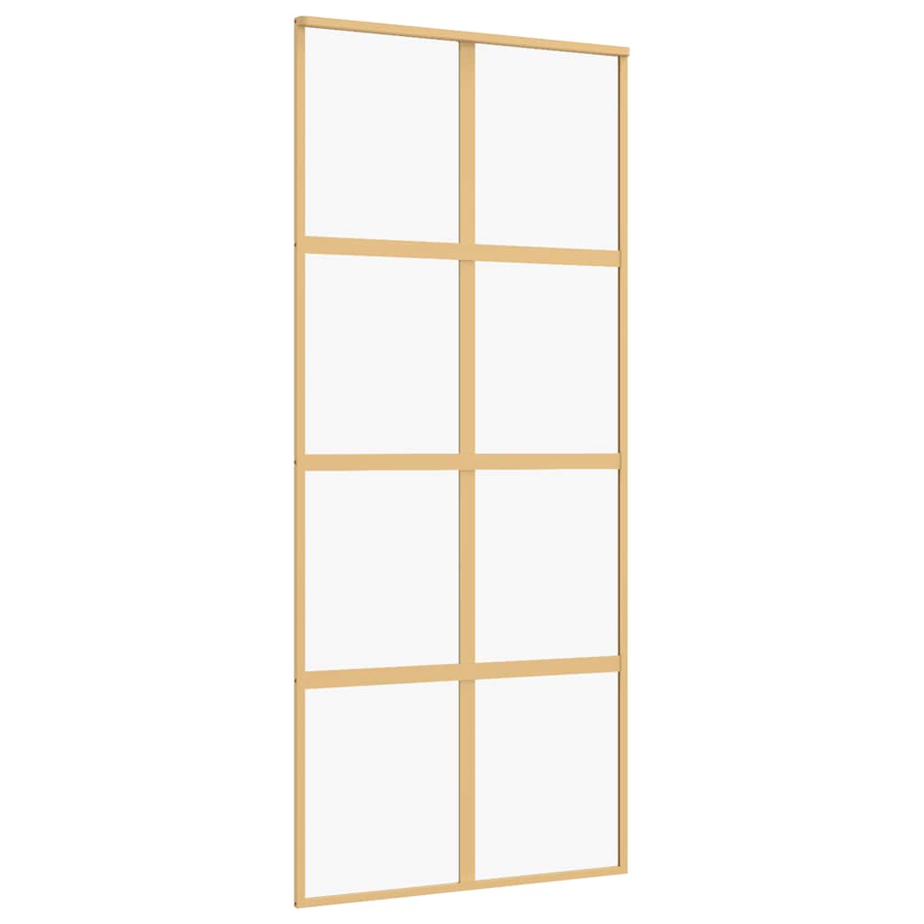 Vidaxx Schiebetür 90x205 cm klares ESG-Glas und Aluminium goldfarben