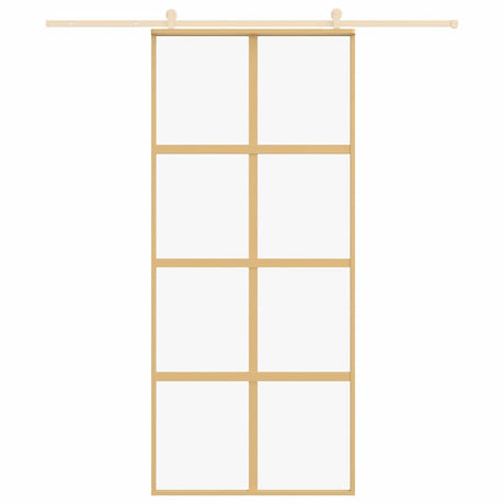 Vidaxx Schiebetür 90x205 cm klares ESG-Glas und Aluminium goldfarben