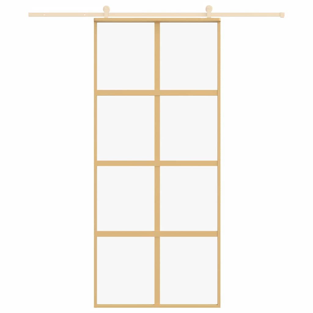 Vidaxx Schiebetür 90x205 cm klares ESG-Glas und Aluminium goldfarben