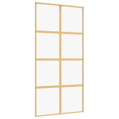 Vidaxx-Schiebetür 102,5 x 205 cm, klares ESG-Glas und Aluminium-Goldfarbe