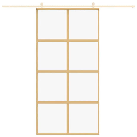 Vidaxx-Schiebetür 102,5 x 205 cm, klares ESG-Glas und Aluminium-Goldfarbe