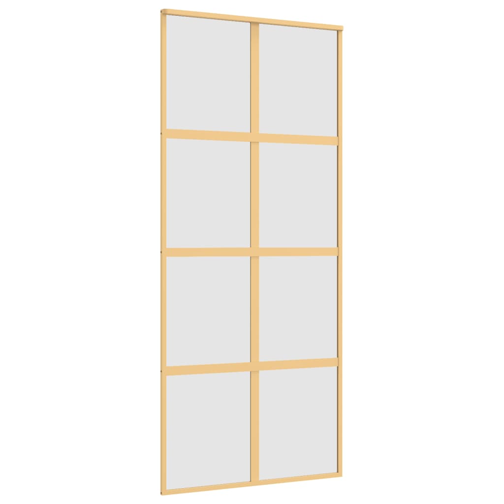 Vidaxx Schiebetür 90x205 cm ESG-Glas matt und Aluminium goldfarben