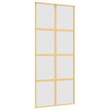 Vidaxx Schiebetür 90x205 cm ESG-Glas matt und Aluminium goldfarben