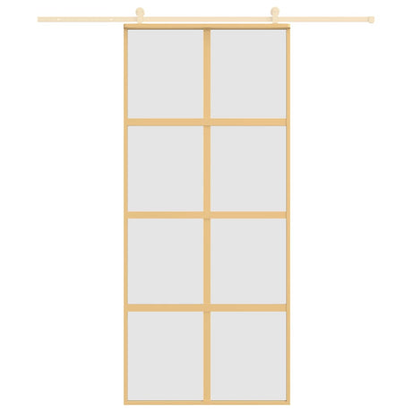 Vidaxx Schiebetür 90x205 cm ESG-Glas matt und Aluminium goldfarben