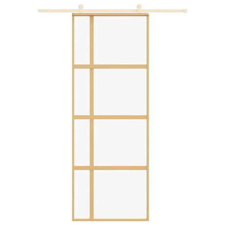 Vidaxx Schiebetür 76x205 cm klares ESG-Glas und goldfarbenes Aluminium