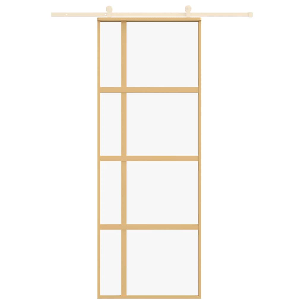 Vidaxx Schiebetür 76x205 cm klares ESG-Glas und goldfarbenes Aluminium