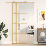 Vidaxx Schiebetür 76x205 cm klares ESG-Glas und goldfarbenes Aluminium