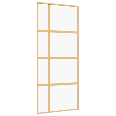 Vidaxx Schiebetür 90x205 cm klares ESG-Glas und Aluminium goldfarben