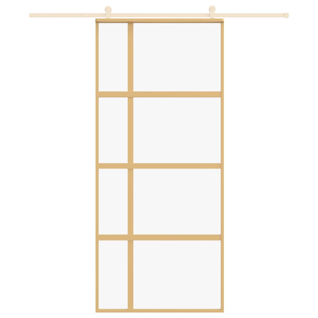 Vidaxx Schiebetür 90x205 cm klares ESG-Glas und Aluminium goldfarben