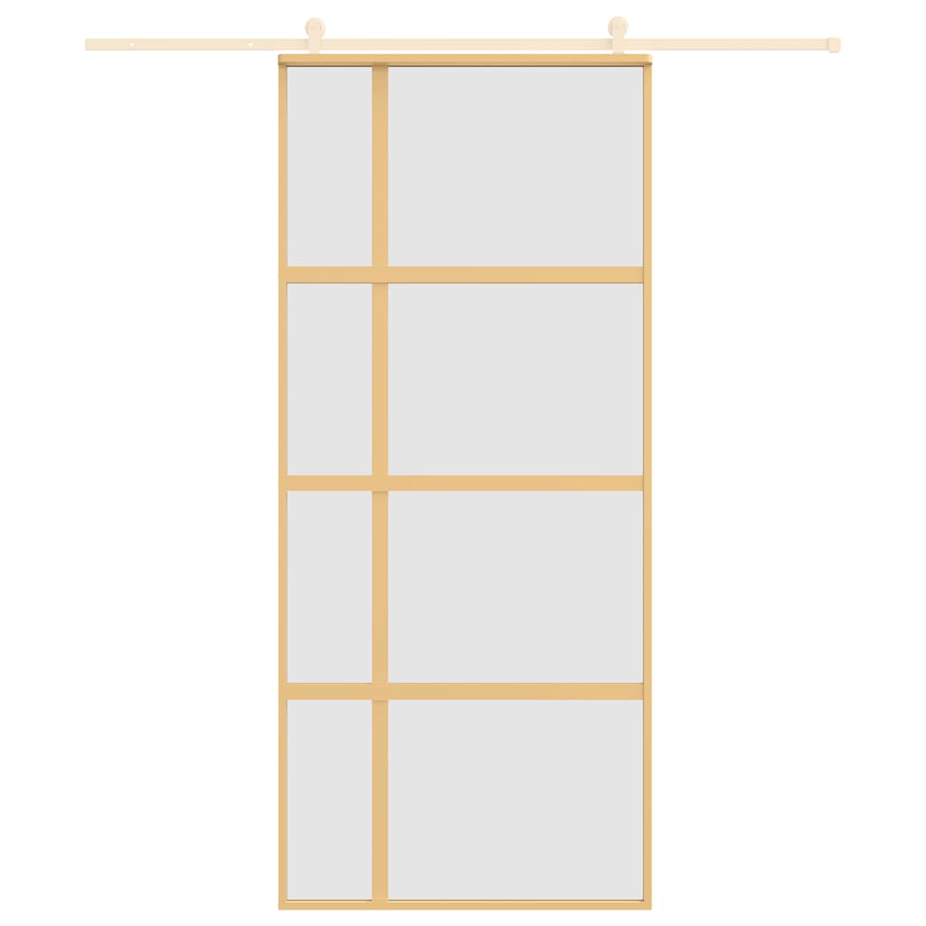 Vidaxx Schiebetür 90x205 cm ESG-Glas matt und Aluminium goldfarben