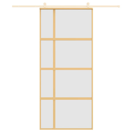 Vidaxx Schiebetür 90x205 cm ESG-Glas matt und Aluminium goldfarben