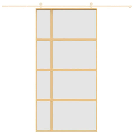 Vidaxx Schiebetür 102,5x205 cm ESG-Glas matt und Aluminium goldfarben