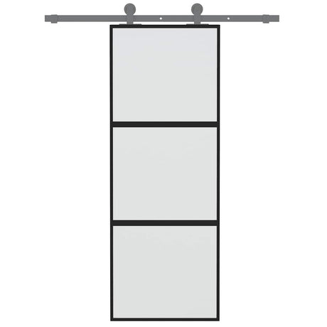 Vidaxx Schiebetür 76x205 cm Hartglas und Aluminium schwarz