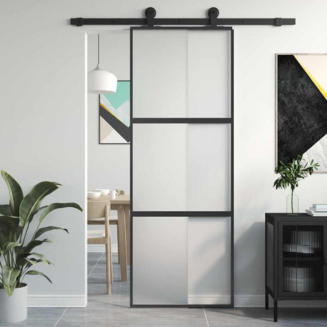 Vidaxx Schiebetür 76x205 cm Hartglas und Aluminium schwarz