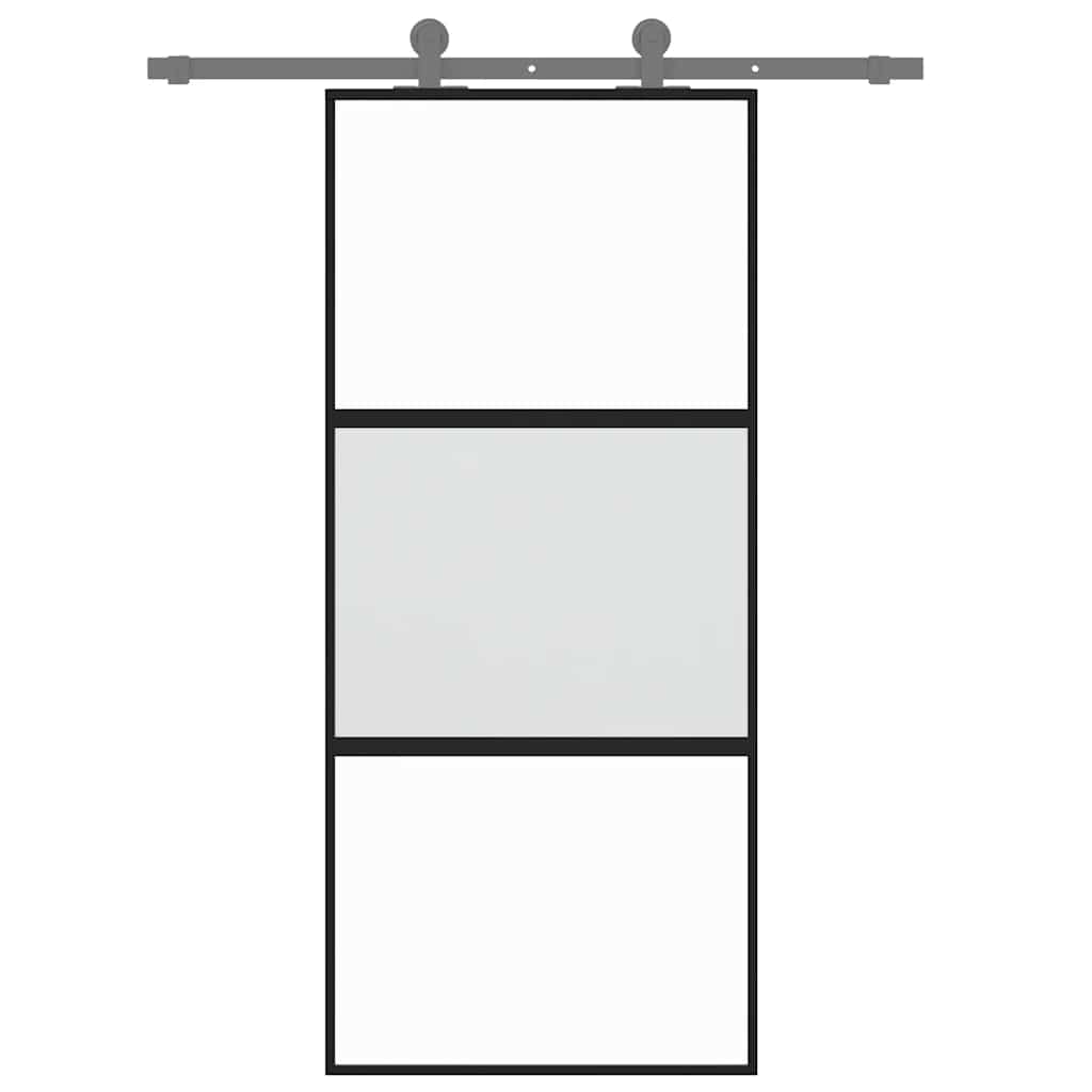 Vidaxx Schiebetür 90x205 cm Hartglas und Aluminium schwarz