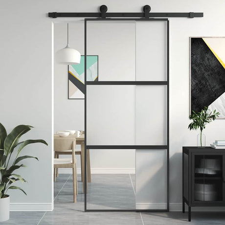 Vidaxx Schiebetür 90x205 cm Hartglas und Aluminium schwarz