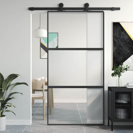 Vidaxx Schiebetür 102,5x205 cm Hartglas und Aluminium schwarz