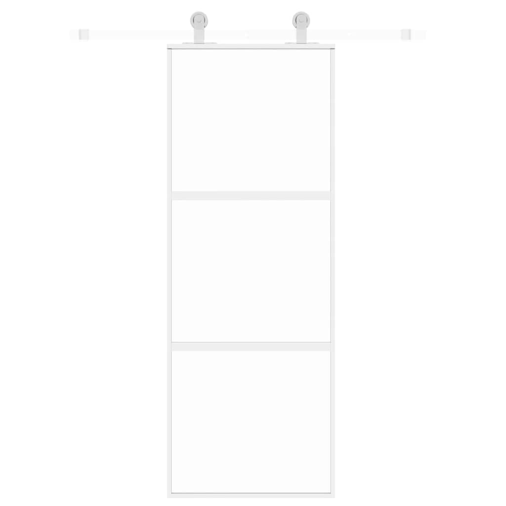 Vidaxx Schiebetür 76x205 cm Hartglas und Aluminium weiß