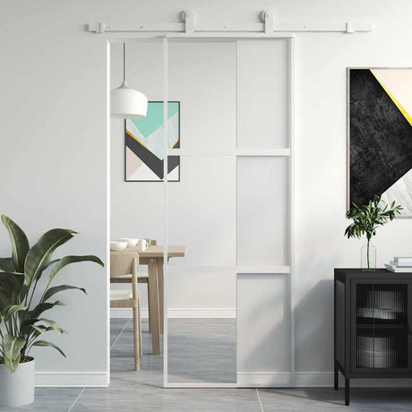 Vidaxx Schiebetür 76x205 cm Hartglas und Aluminium weiß