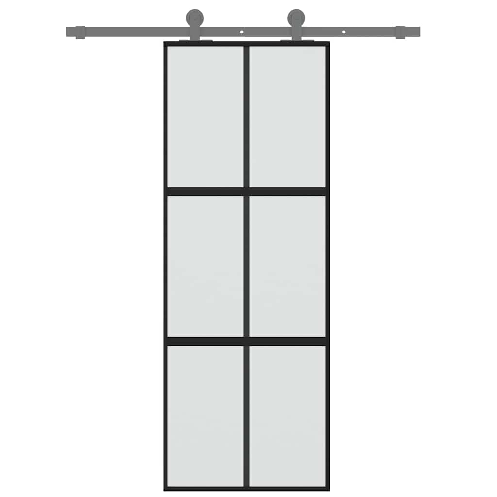 Vidaxx Schiebetür 76x205 cm Hartglas und Aluminium schwarz
