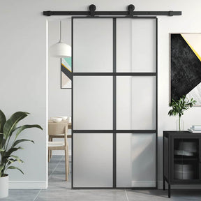 Vidaxx Schiebetür 102,5x205 cm Hartglas und Aluminium schwarz