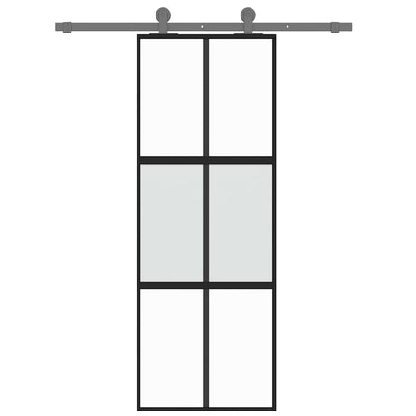 Vidaxx Schiebetür 76x205 cm Hartglas und Aluminium schwarz