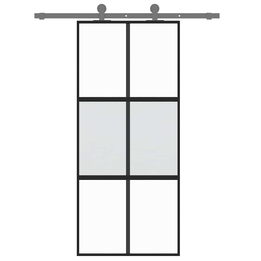 Vidaxx Schiebetür 90x205 cm Hartglas und Aluminium schwarz
