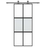 Vidaxx Schiebetür 90x205 cm Hartglas und Aluminium schwarz