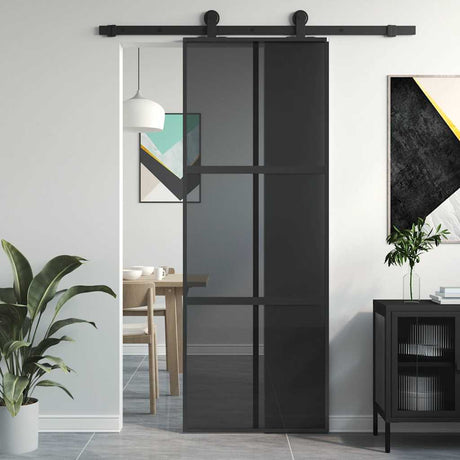 VidaXL Schiebetür 76x205 cm gehärtetes Glas und Aluminium schwarz