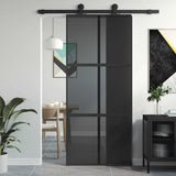 Vidaxx Schiebetür 90x205 cm Hartglas und Aluminium schwarz