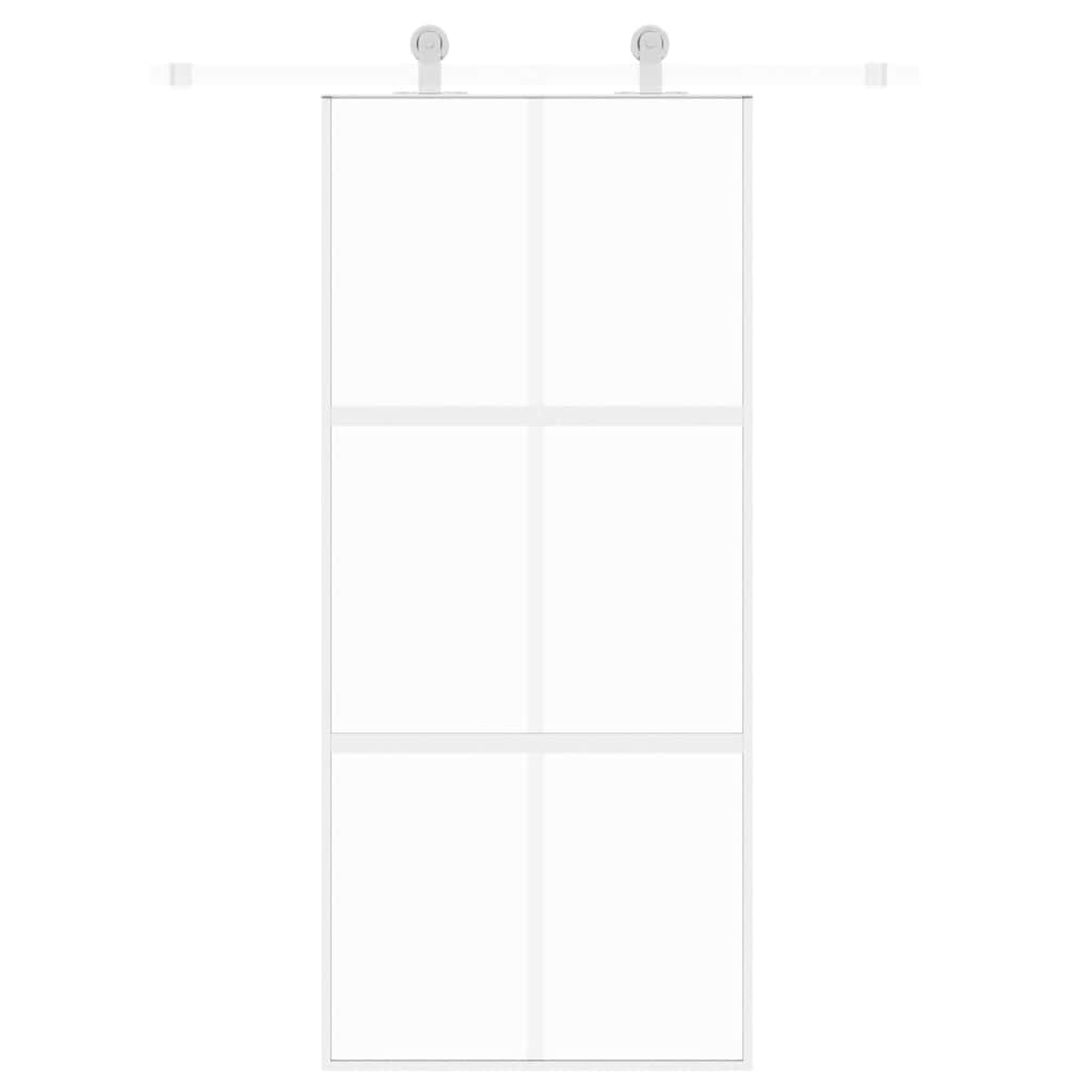 Vidaxx Schiebetür 90x205 cm Hartglas und Aluminium weiß