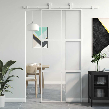 Vidaxx Schiebetür 90x205 cm Hartglas und Aluminium weiß