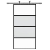 VidaXL Schiebetür 102,5x205 cm gehärtetes Glas und Aluminium schwarz