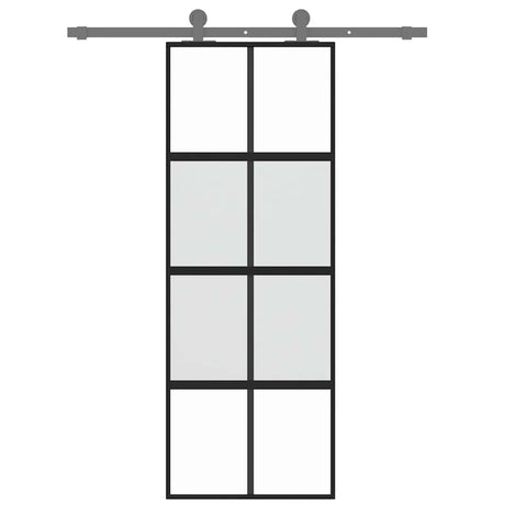 Vidaxx Schiebetür 76x205 cm Hartglas und Aluminium schwarz