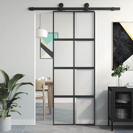 Vidaxx Schiebetür 76x205 cm Hartglas und Aluminium schwarz