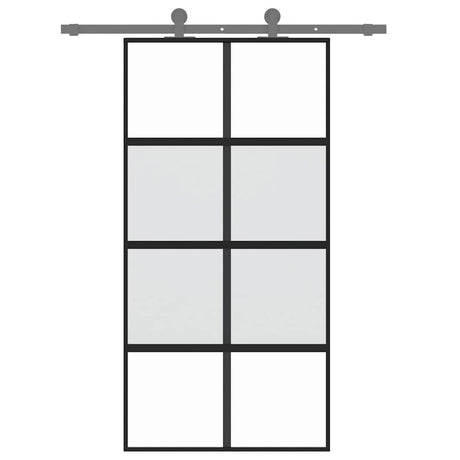 Vidaxx Schiebetür 102,5x205 cm Hartglas und Aluminium schwarz