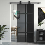 VidaXL Schiebetür 90x205 cm gehärtetes Glas und Aluminium schwarz