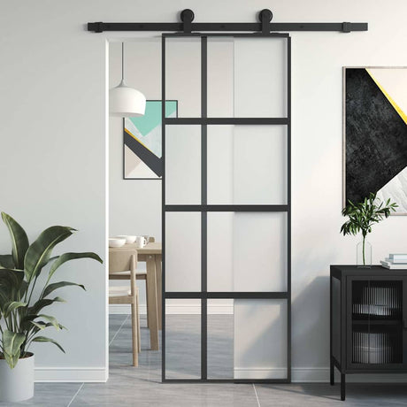 Vidaxx Schiebetür 76x205 cm Hartglas und Aluminium schwarz
