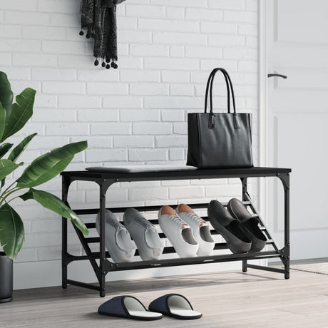 VIDAXL -Schuhregal 90x30x45 cm verarbeitetes Holz schwarz