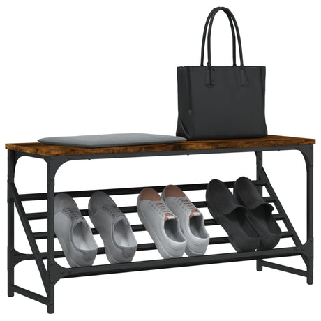 VIDAXL -Schuhregal 90x30x45 cm verarbeitete Holzgeräuchel -Eiche gefärbt