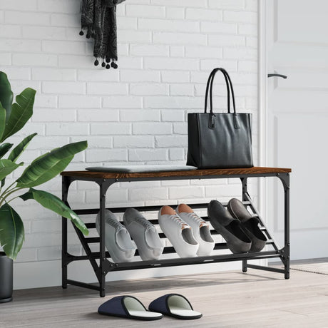 VIDAXL -Schuhregal 90x30x45 cm verarbeitete Holzbraune Eiche Farbe