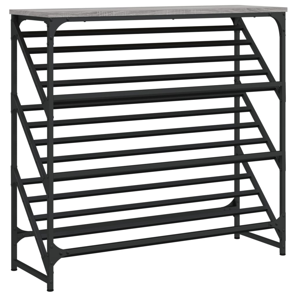 VidaXL Schuhregal 90x30x85 cm, fertiges Holz, grau Sonoma