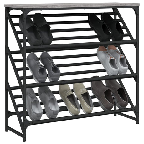 VidaXL Schuhregal 90x30x85 cm, fertiges Holz, grau Sonoma
