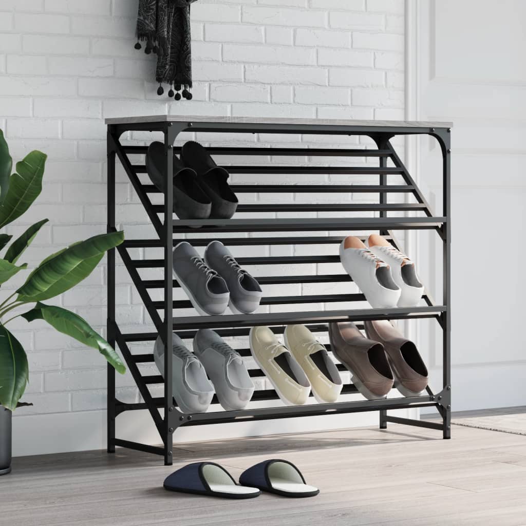 VidaXL Schuhregal 90x30x85 cm, fertiges Holz, grau Sonoma